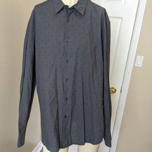 john Varvatos luxe button down long sleeve shirt gray with black dot pattern
